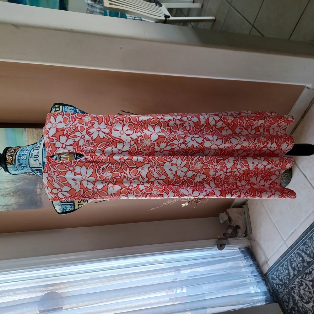 Orange and White Resort Midi Sundress - Picture 2 of 3